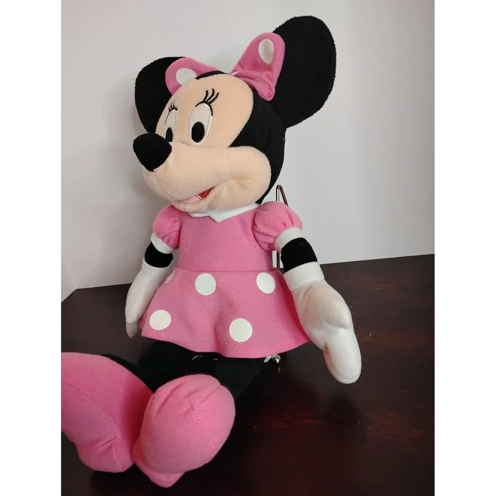 Disney Minnie Mouse Plush Pink Polka Dot Dress Stuffed Animal Toy 16 inch